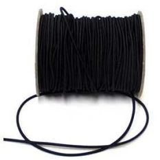 3mm Wide Round Cord Elastic - Black