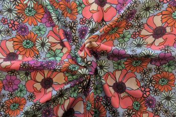 Lady McElroy Crayon Flowers - Viscose Soft Twill 3M Remnants