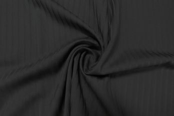 Deadstock Ex-Designer Wool Blend Suiting Self Stripe - Soot Black