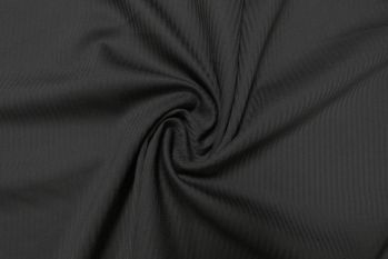Deadstock Ex-Designer Wool Suiting Self Stripe - Jet Black
