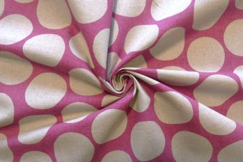 Deadstock Designer Linen/Cotton Canvas Style Spot - Pink/Natural
