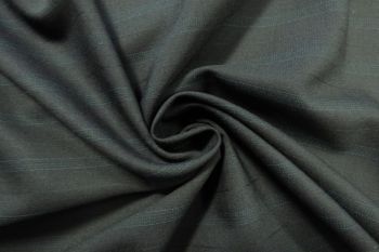 Deadstock-Designer Fine Wool Self-Stripe Suiting - Black/Green - Remnant - 2.8M