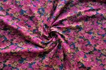 Lady McElroy Magenta Blooms - Viscose Crepe Jersey