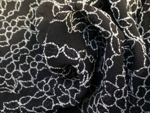 Embroidered Polyester Lace In Noir/Misty Grey 