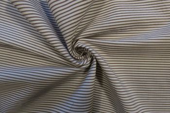 Ex Paul Smith Deadstock Designer 100% Cotton Seersucker Stripe Shirting - Mocha/White